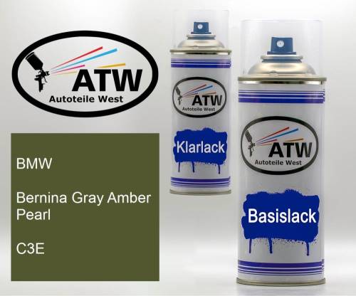 BMW, Bernina Gray Amber Pearl, C3E: 400ml Sprühdose + 400ml Klarlack - Set, von ATW Autoteile West.